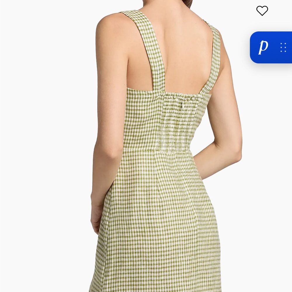 Reformation Avocado Checked Celosia Linen Dress - Picture 4 of 8